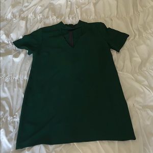 Zara Forest Green Double Lined Cut Out Dress